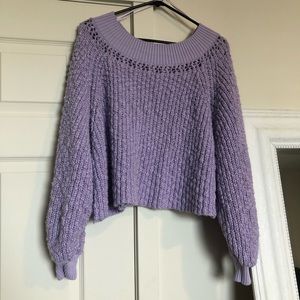 SOLD-Slouchy Neon Purple Cropped Sweater